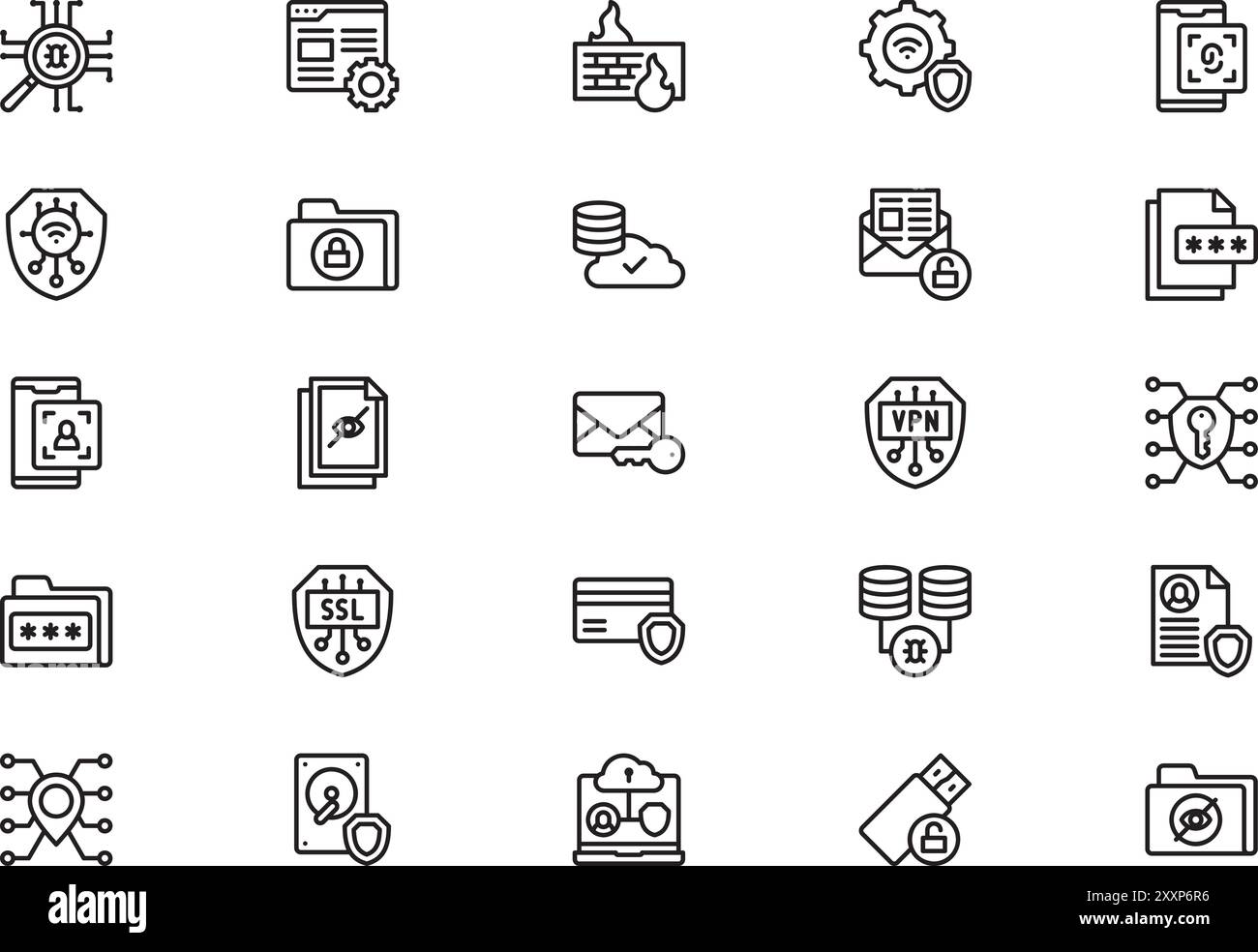 Data protection icons collection is a vector illustration with editable ...