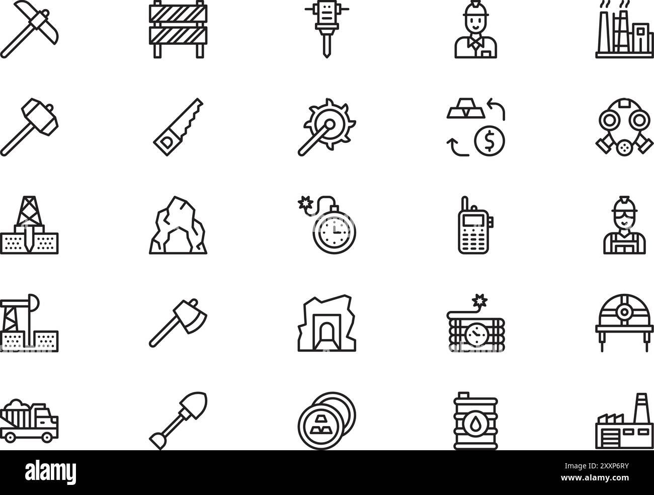Mining icons collection is a vector illustration with editable stroke ...