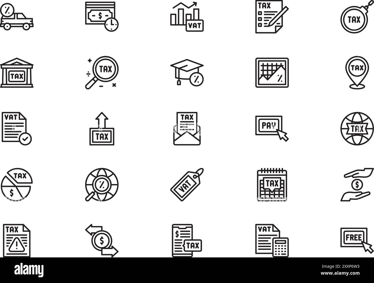 Taxes icons collection is a vector illustration with editable stroke ...