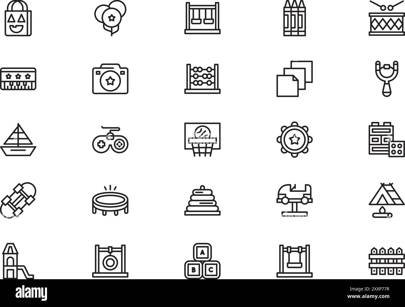 Kids activities icons collection is a vector illustration with editable ...