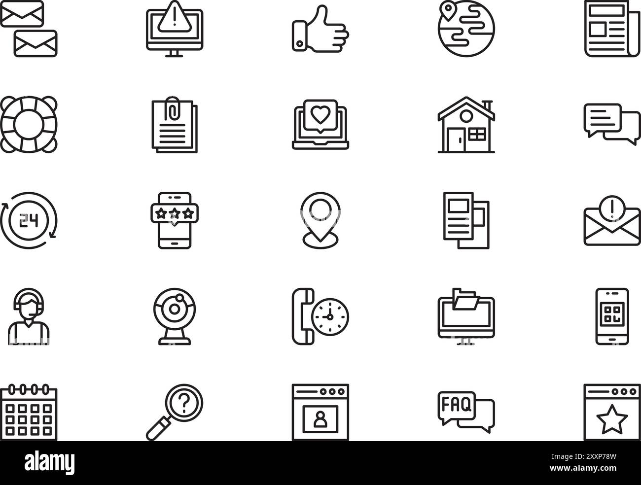 Contact us icon collection is a vector illustration with editable stroke. Stock Vector