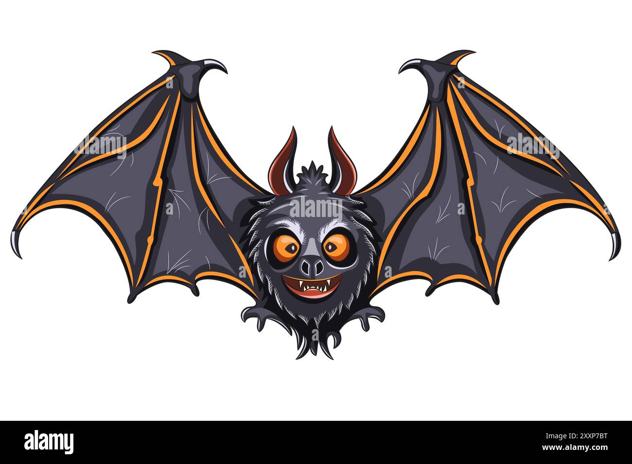 Vector drawing of black bat isolated on white background. Stock Vector