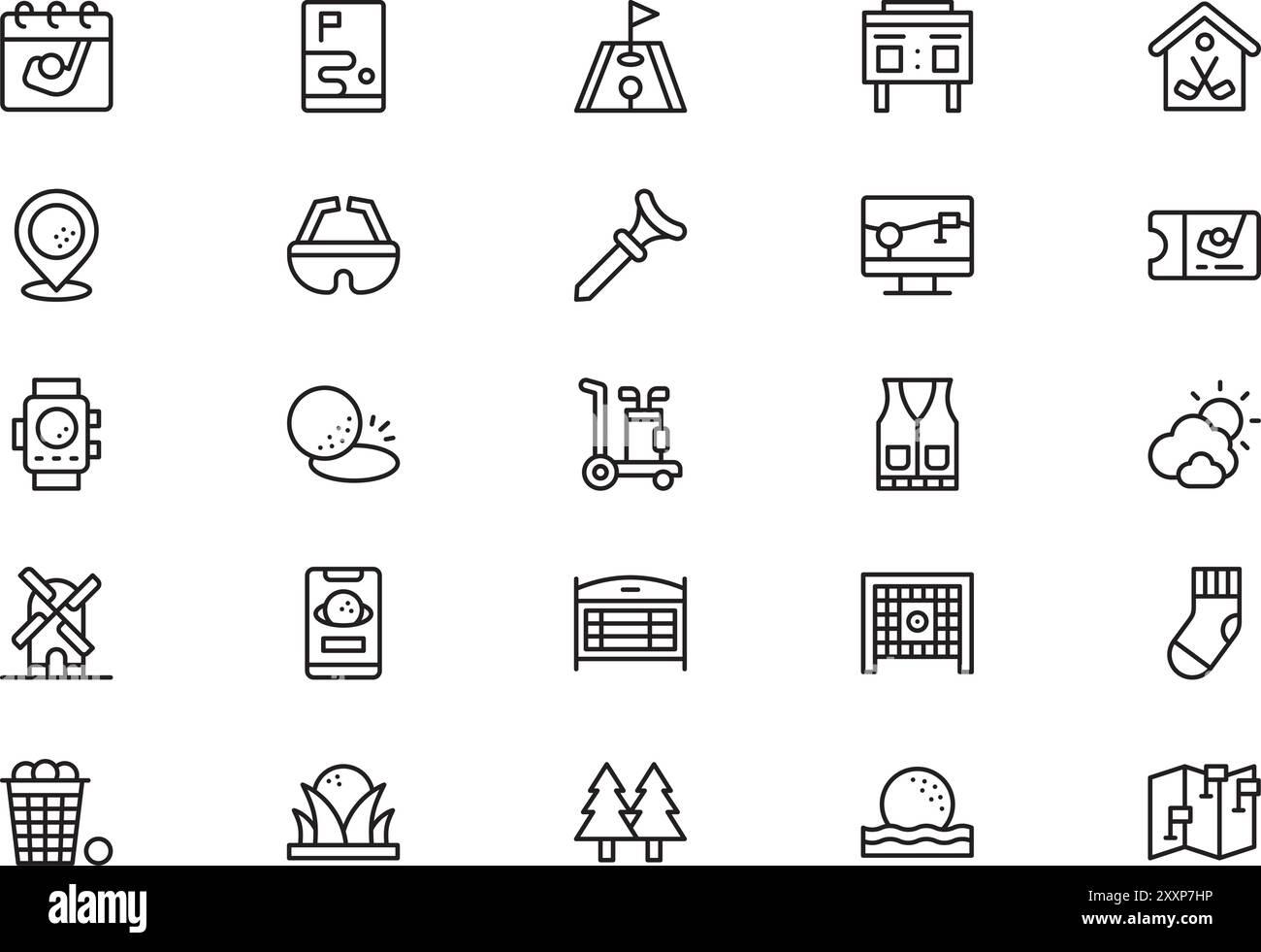 Golf icons collection is a vector illustration with editable stroke ...