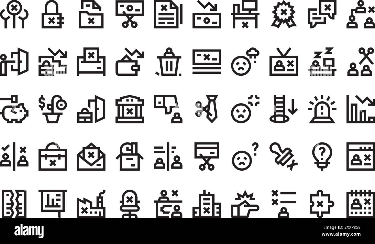 Dismissal icons collection is a vector illustration with editable ...