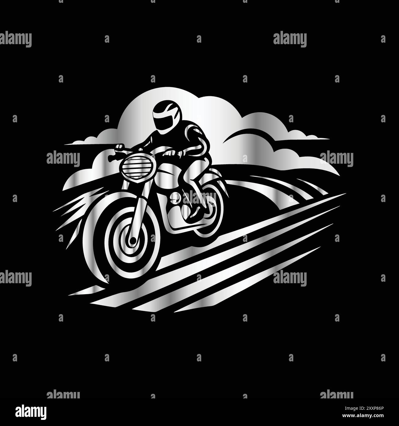 Motorcycle Track Racing Vector Motocross rider on the race track. Vector illustration on black ...