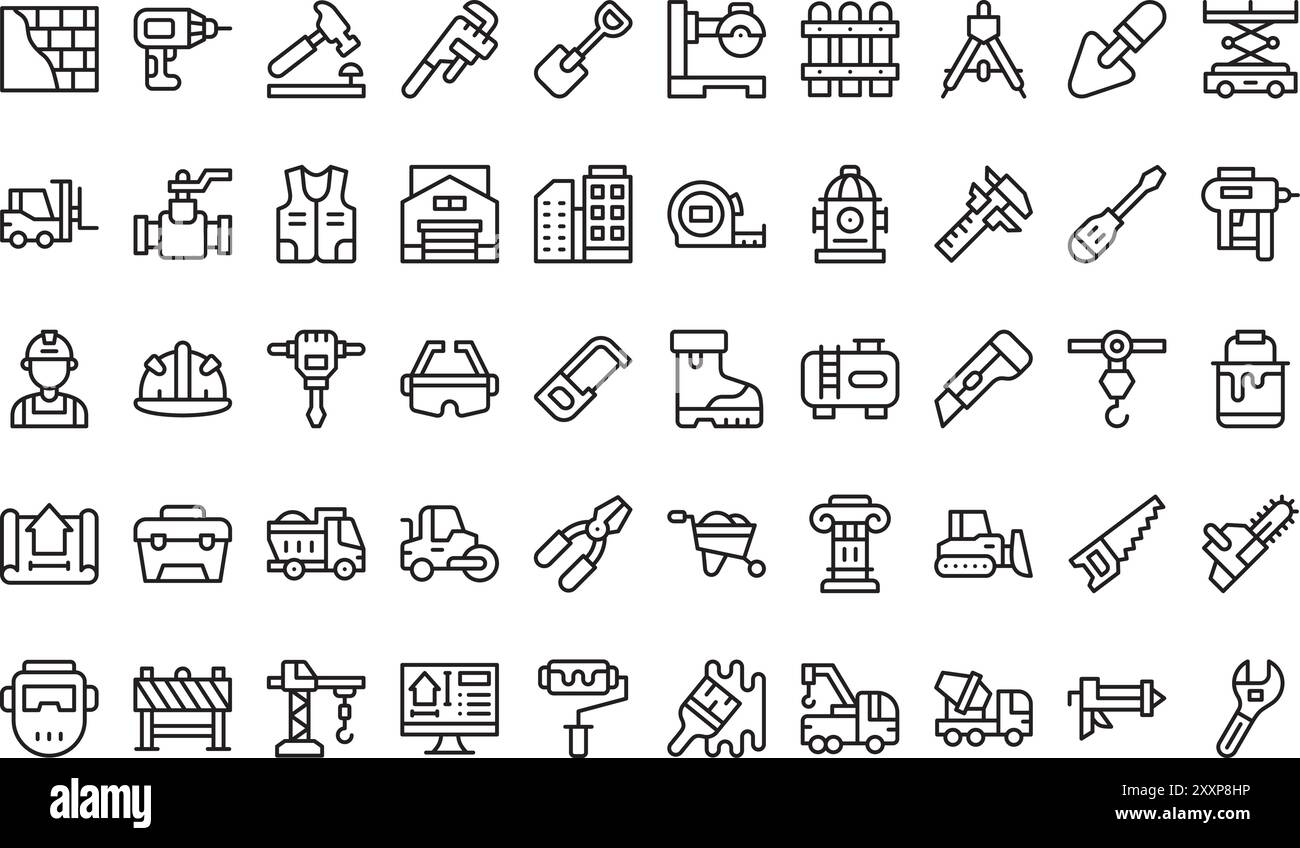 Construction icons collection is a vector illustration with editable ...