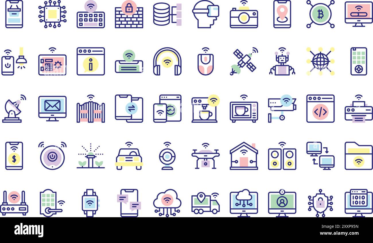 Internet technology icons collection is a vector illustration with ...