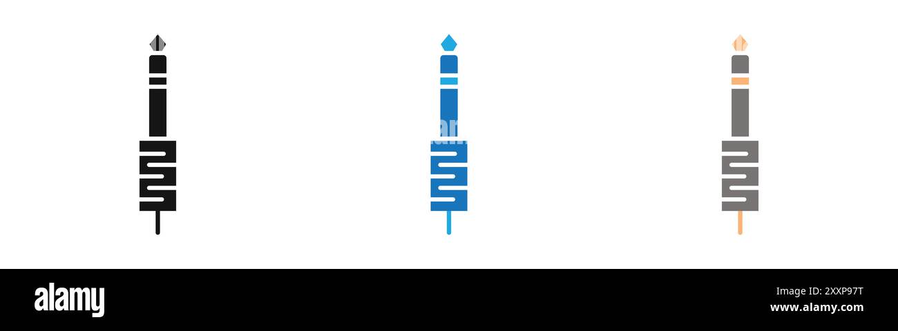 Jack cable icon outline collection or set in black and white Stock ...