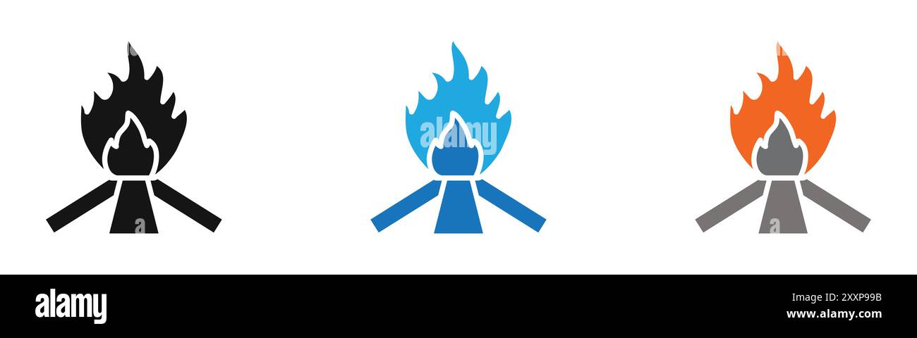 Campfire icon outline collection or set in black and white Stock Vector ...