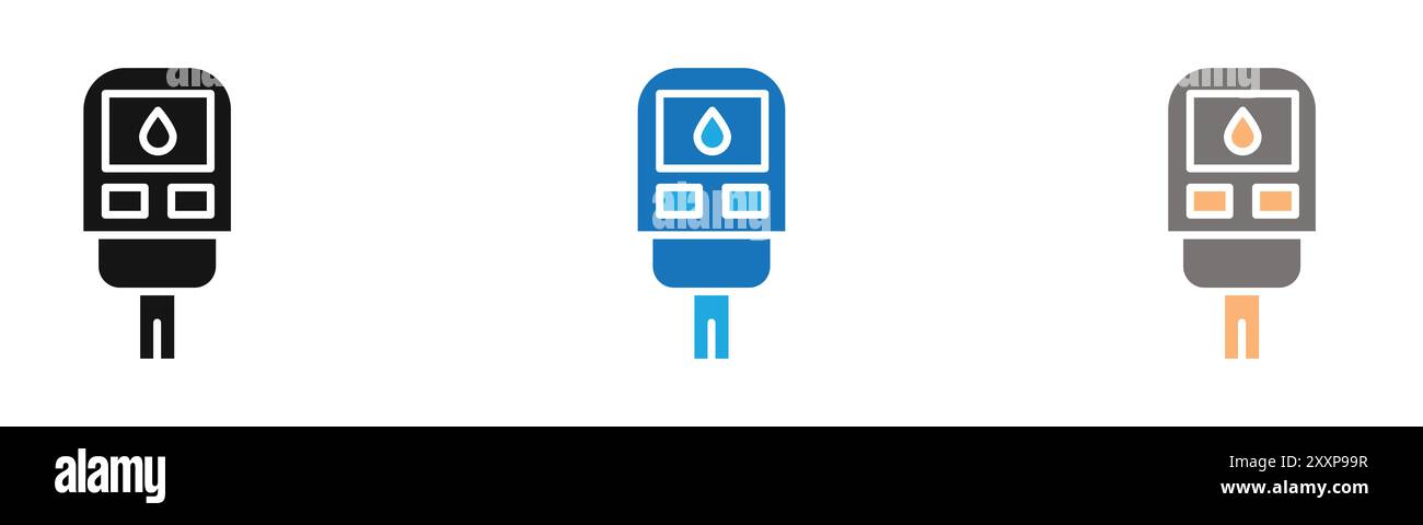 blood glucose icon outline collection or set in black and white Stock Vector