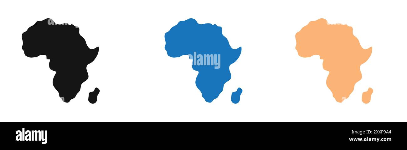 africa map icon outline collection or set in black and white Stock ...