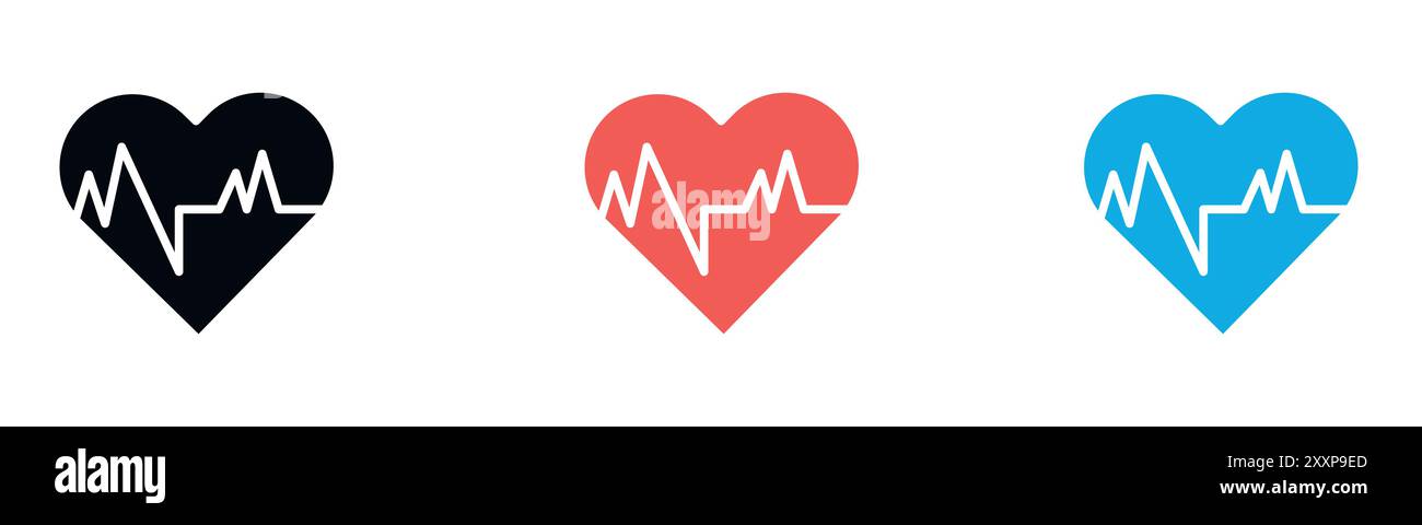 cardiogram icon outline collection or set in black and white Stock ...