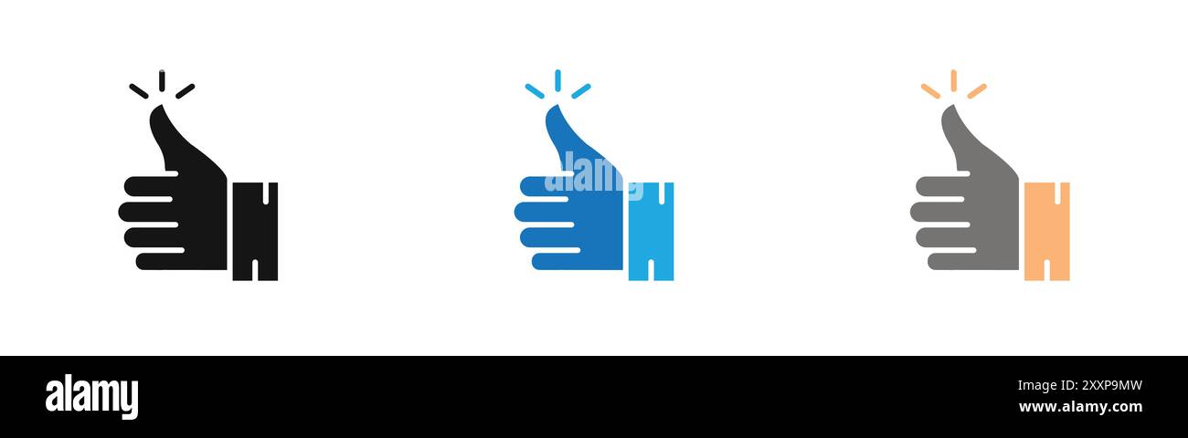 Thumbs Up icon outline collection or set in black and white Stock ...
