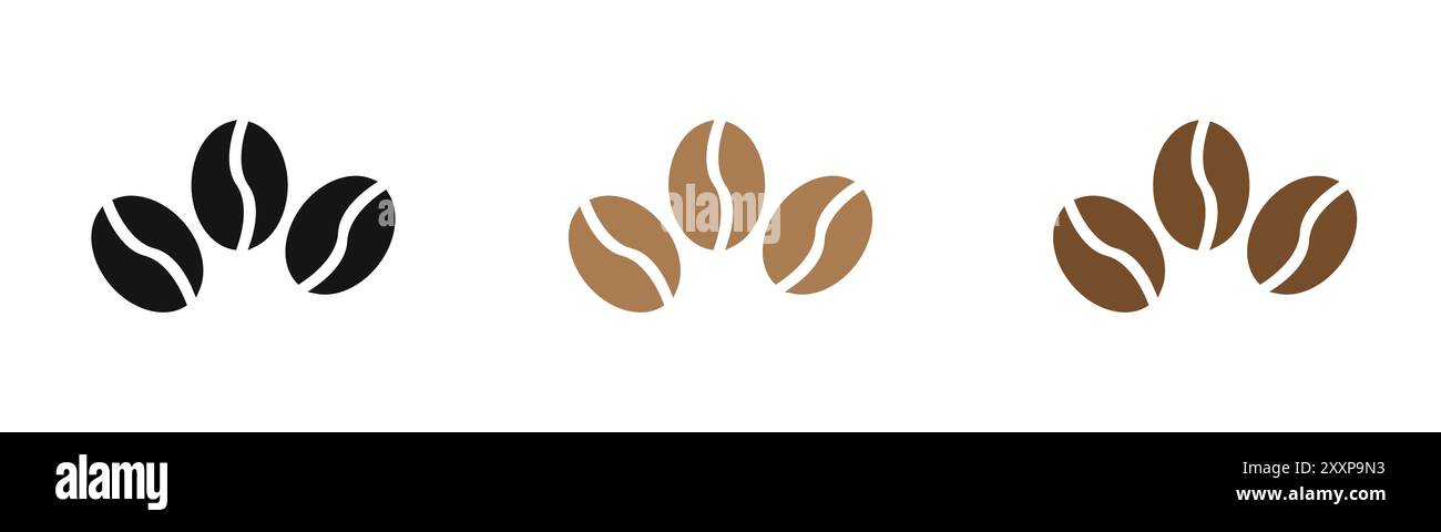 Coffee beans icon outline collection or set in black and white Stock ...