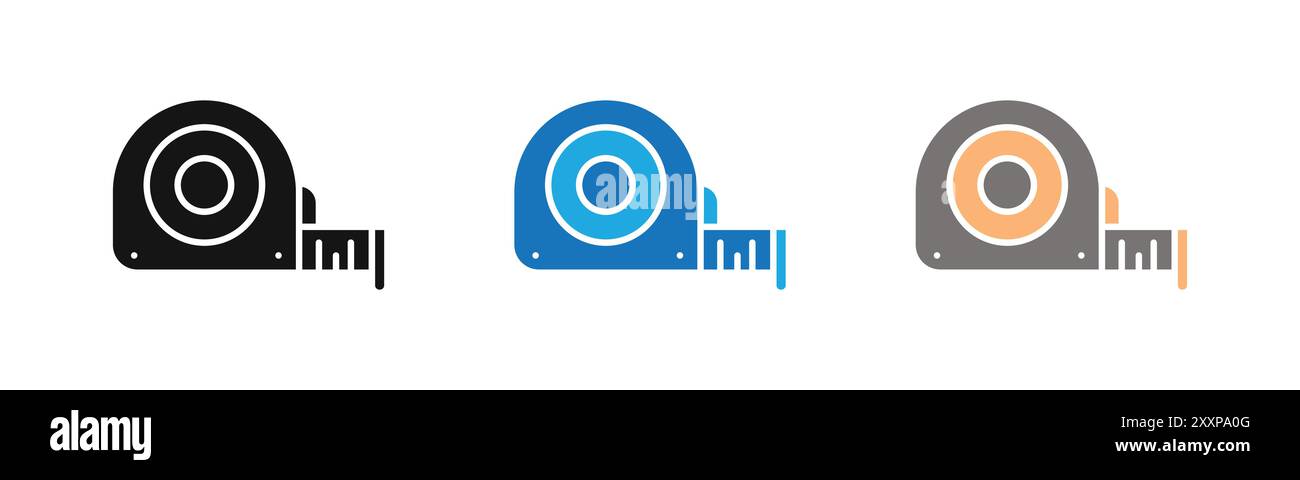 measure tape icon outline collection or set in black and white Stock ...