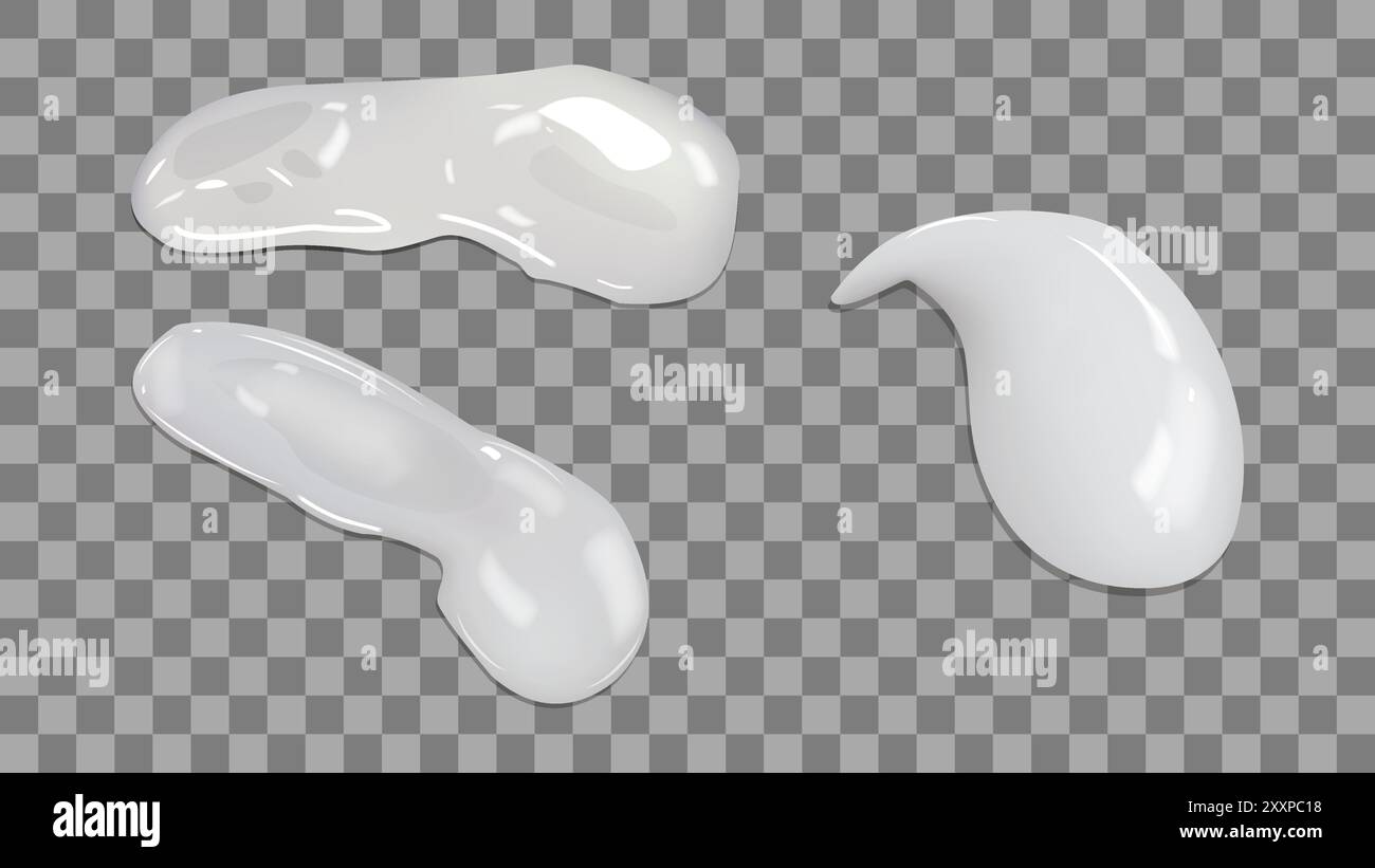 Realistic cream texture. Smears of cream samples. Set of isolated white ...