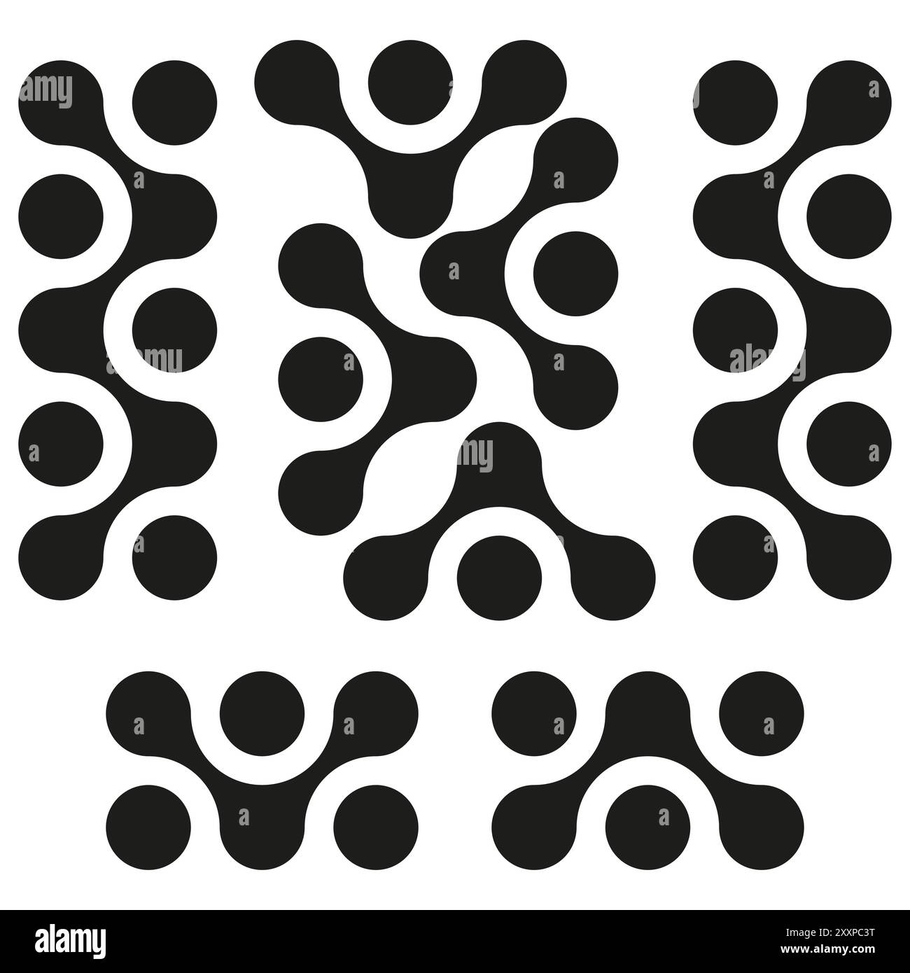 Abstract black shapes. Circular connection pattern. Geometric design elements. Vector graphic. Stock Vector