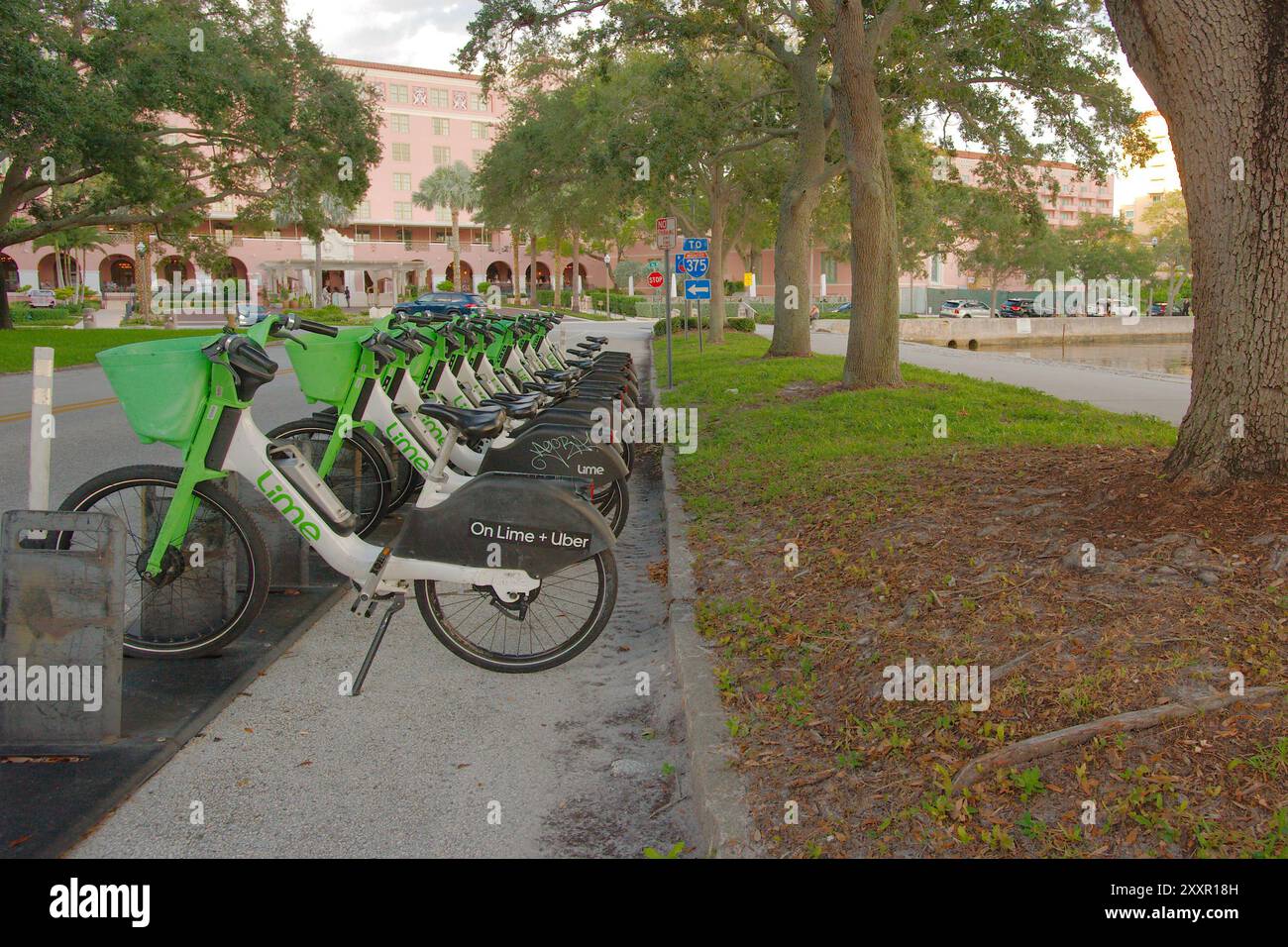 Editorial Use Only, St. Petersburg, Florida, USA, August 24, 2024, Lime Shared E-Bike Program partners with city for micro mobility industry e-bikes Stock Photo