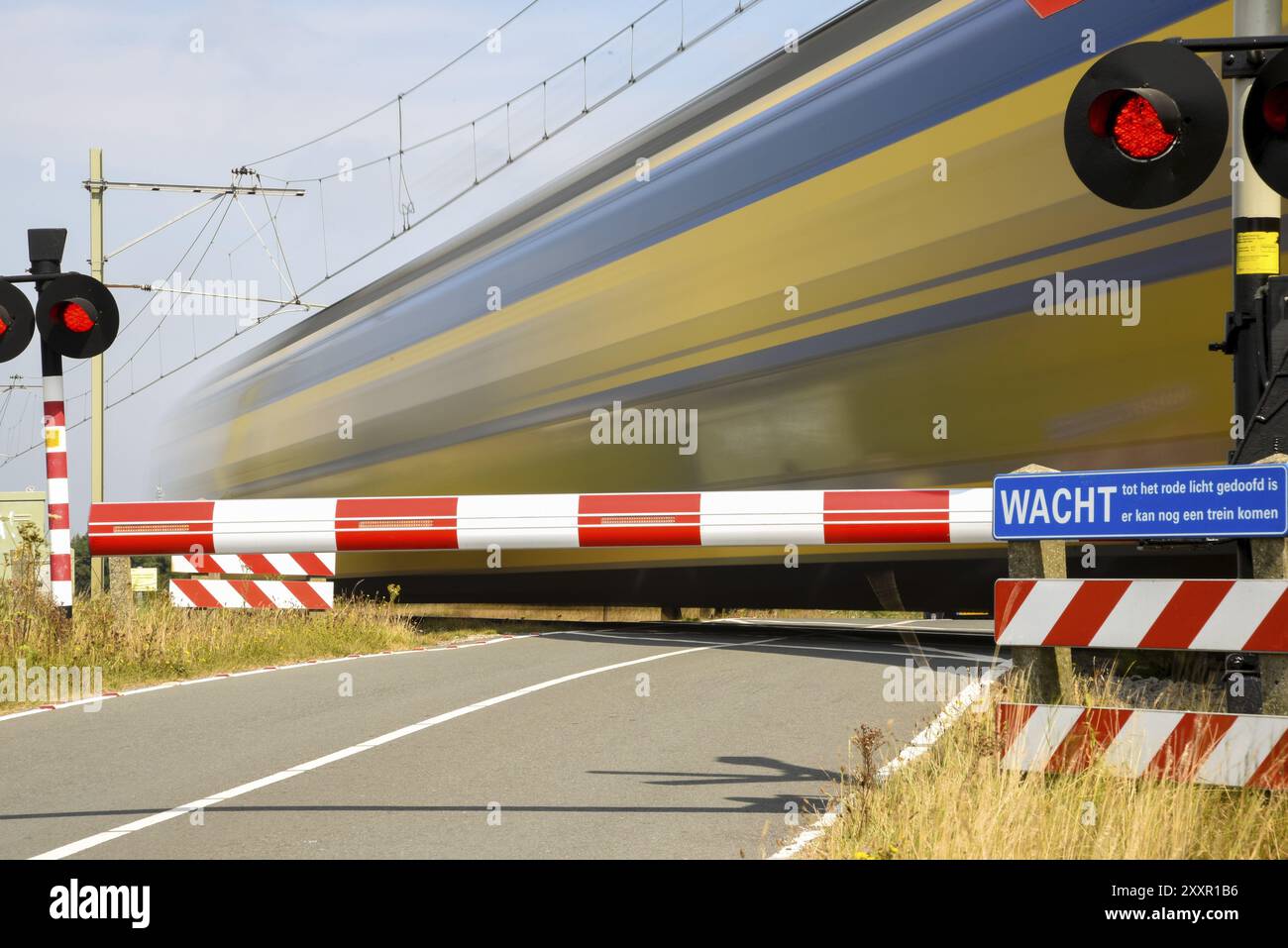 Den Helder, Netherlands. August 2022. Long exposure shoot of passing train Stock Photo