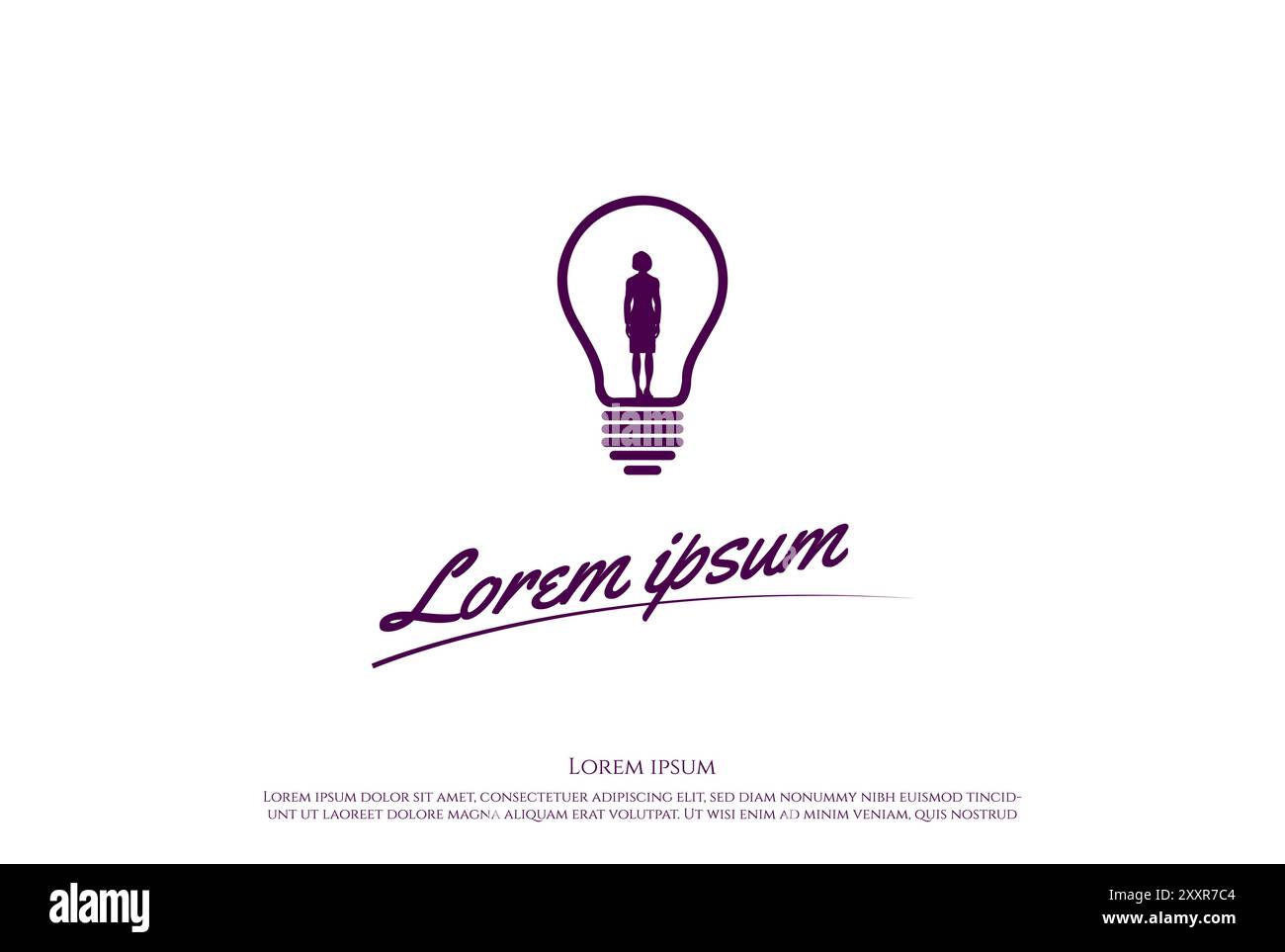 Woman Girl Female Lady Light Bulb Idea Creative Innovation Logo Design Vector Stock Vector