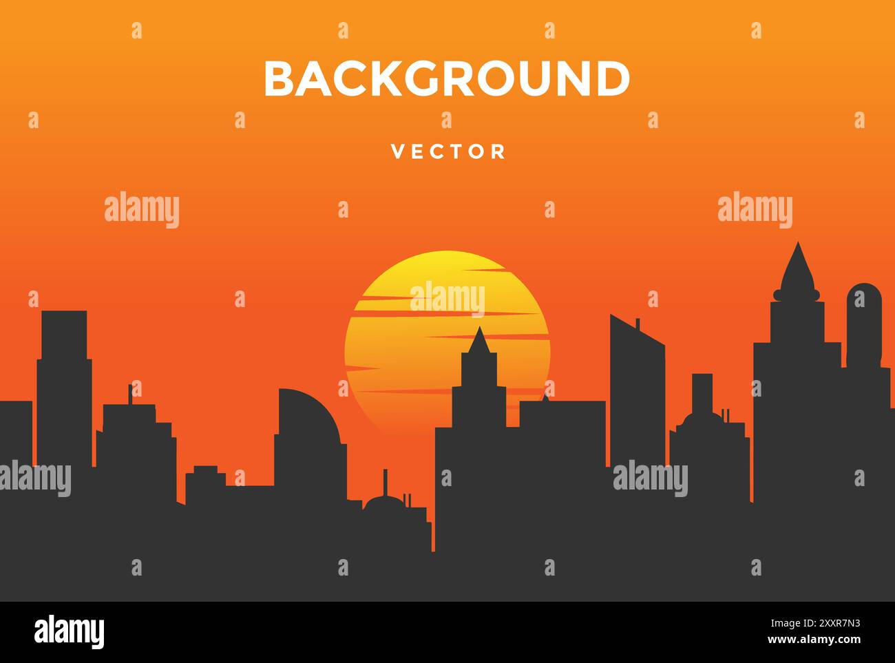 Sunset Urban City Skyline Silhouette Background. Vector Illustration ...