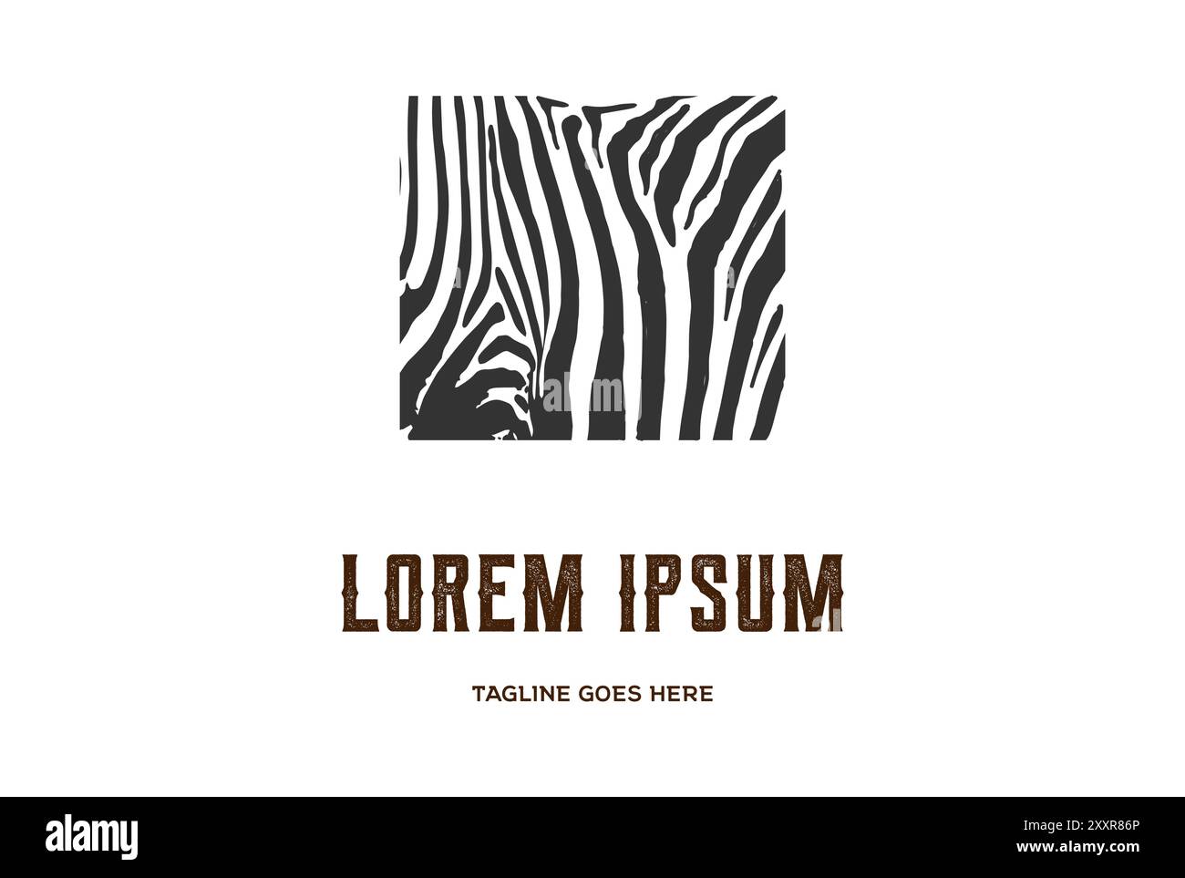 Retro Square Black White Zebra Motif for African Wild Safari Logo