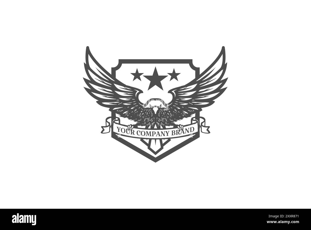 Retro Vintage American Eagle Hawk Falcon Badge Emblem Logo Design Vector Stock Vector