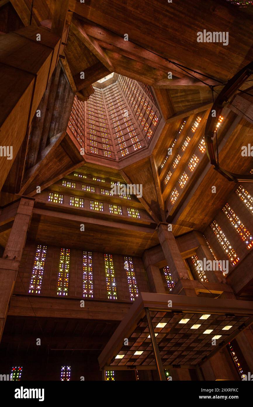 Interior view of the church of St. Joseph in Le Havre, France Stock Photo