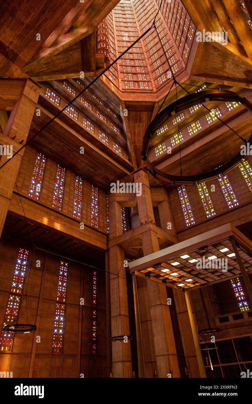 Interior view of the church of St. Joseph in Le Havre, France Stock Photo