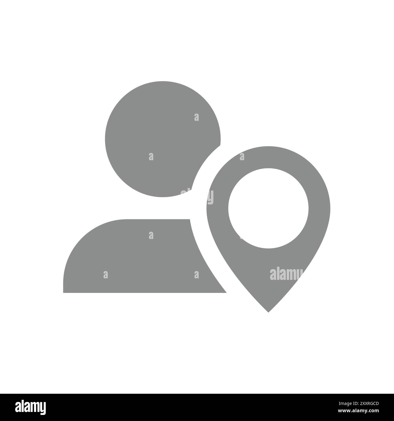 Address and contact vector icon. Man and location pin symbol. Stock Vector