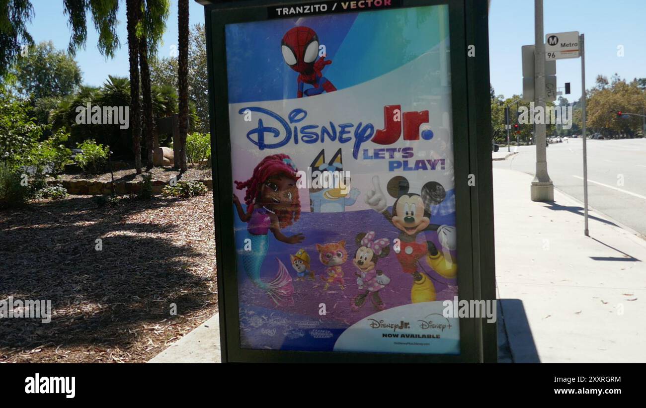 Los Angeles, California, USA 20th August 2024 Disney Jr. Bus Stop on ...