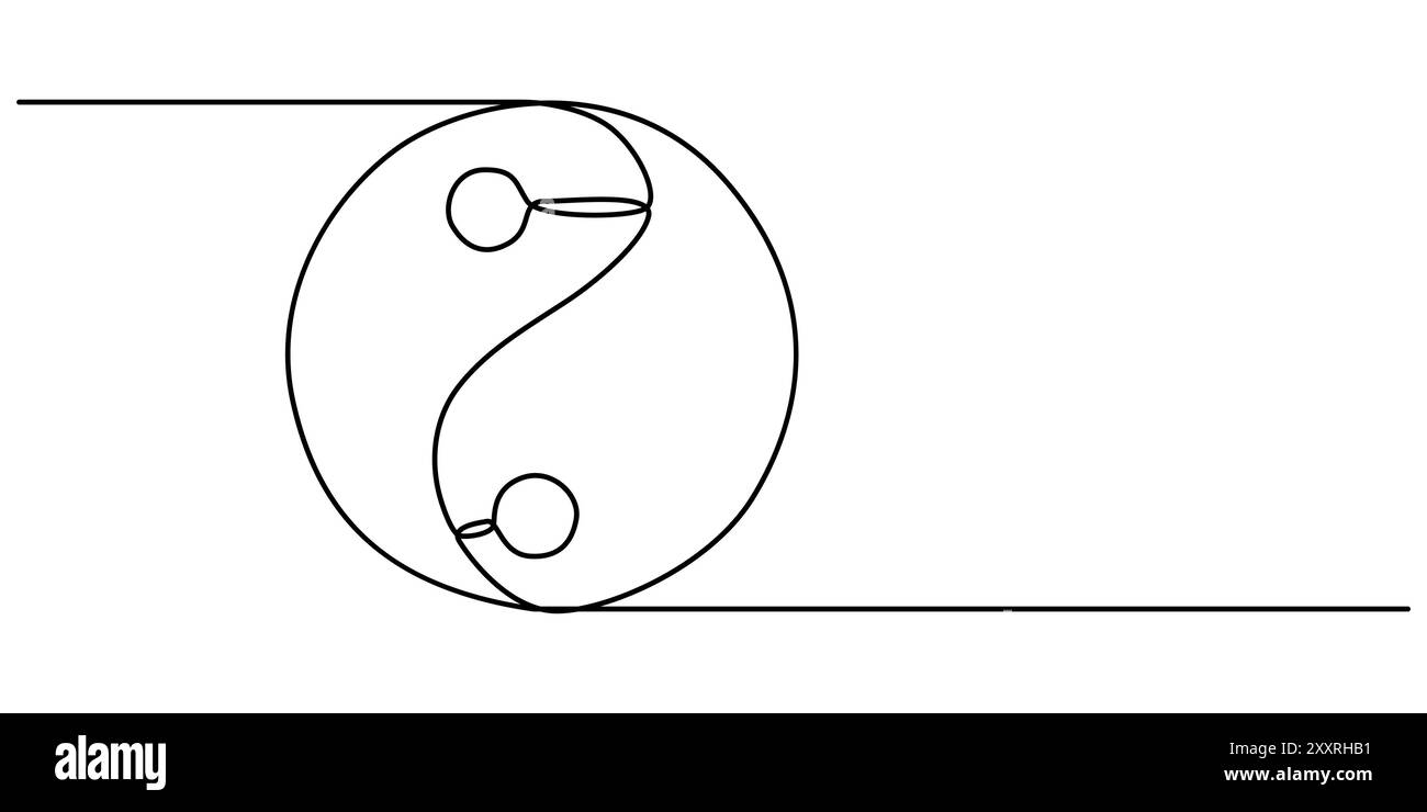 One continuous line drawing of Yin yang symbol sign. Vector ...