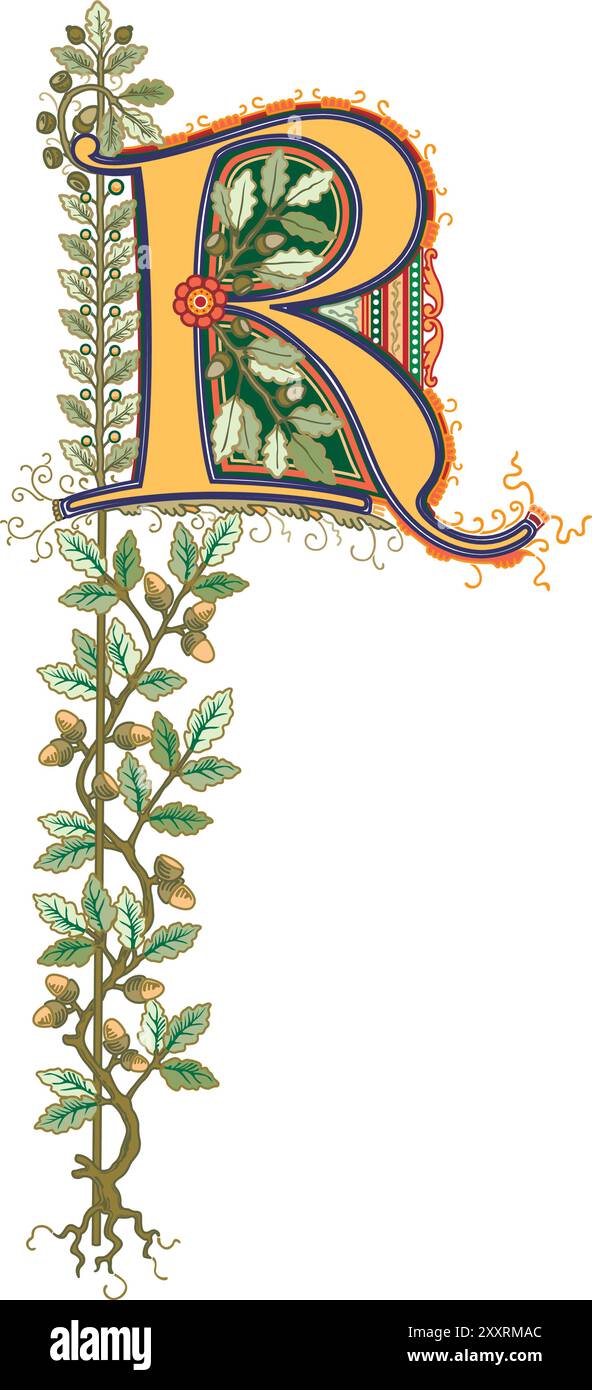 Art Cinderella Initial Caps Font Capital Letter R vector design ...