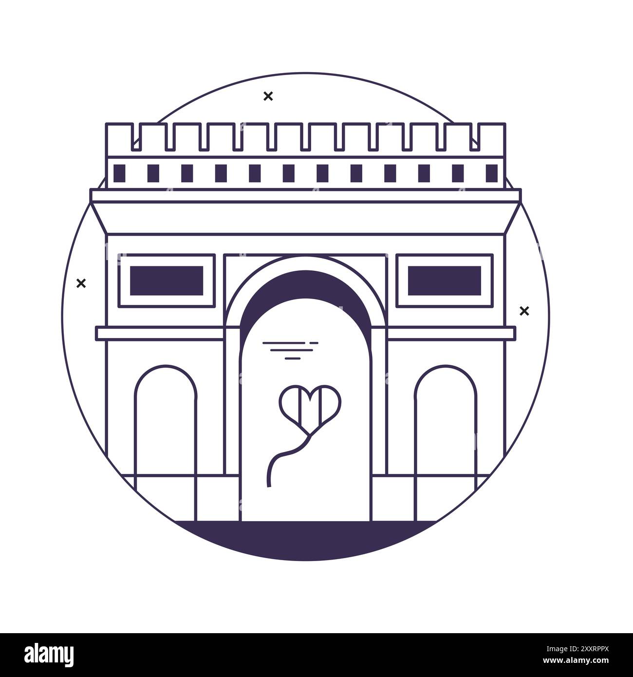 Triumphal Arch Landmark Building Icon in Line Art Stock Vector Image ...