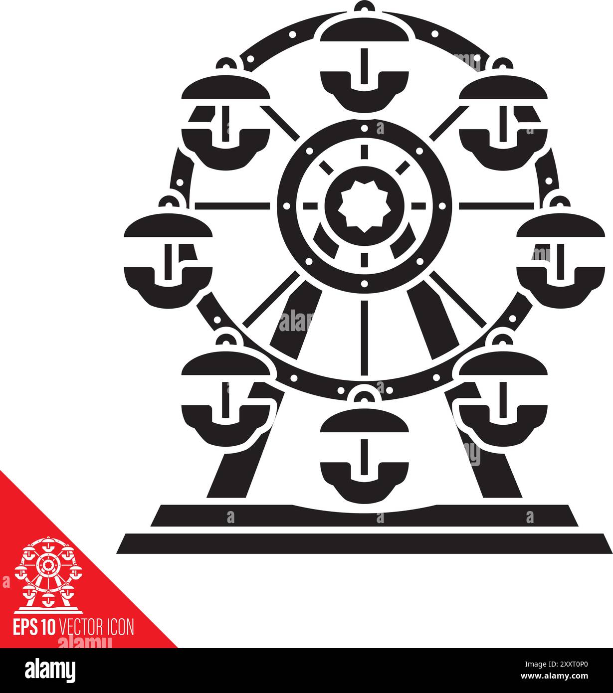 Ferris wheel vector glyph icon Stock Vector
