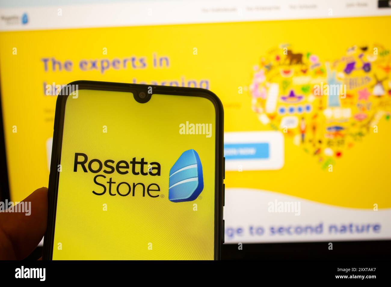 Rosetta Stone logo displayed on smartphone. Popular language learning  service. Afyonkarahisar, Turkey - July 19, 2024 Stock Photo - Alamy, image size:1300x956