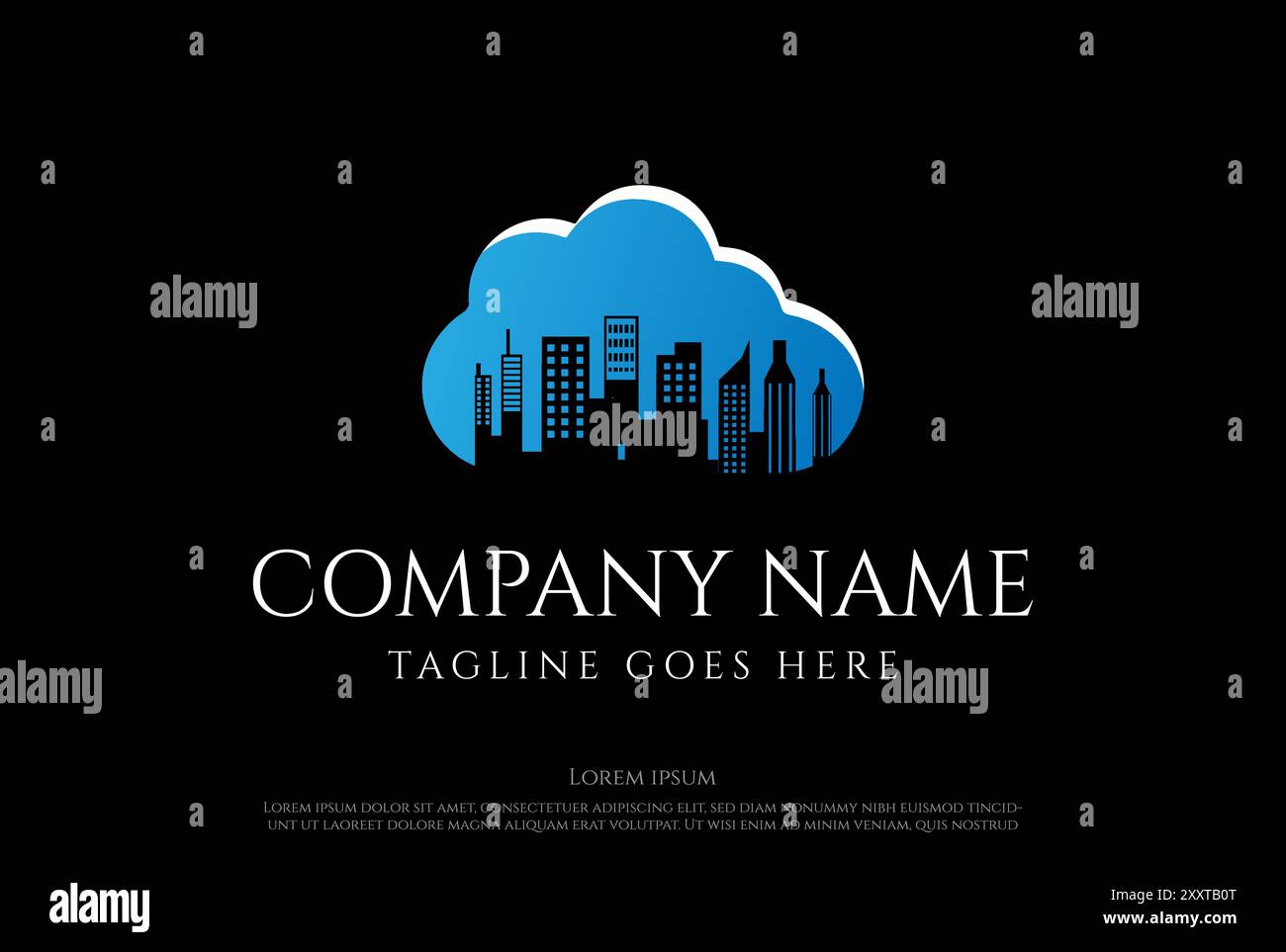 Modern City Town Cloud Tech Technology Logo Design Vector Stock Vector