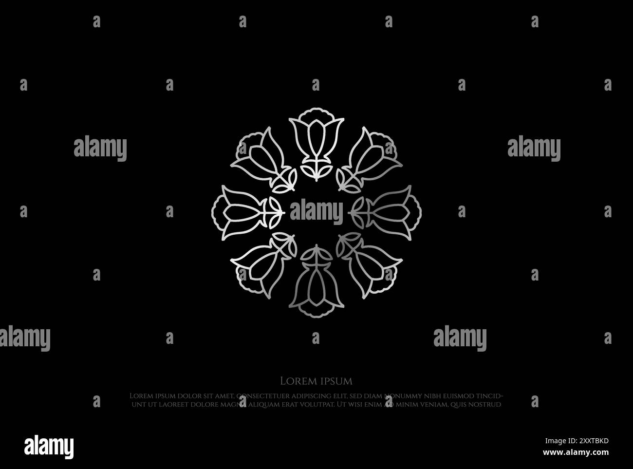 Elegant Luxury Geometric Flower Leaf Logo Design Vector Stock Vector