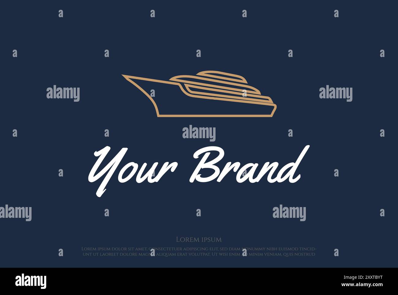 Luxury Yacht Boat Ship Line Outline Logo Design Vector Stock Vector ...