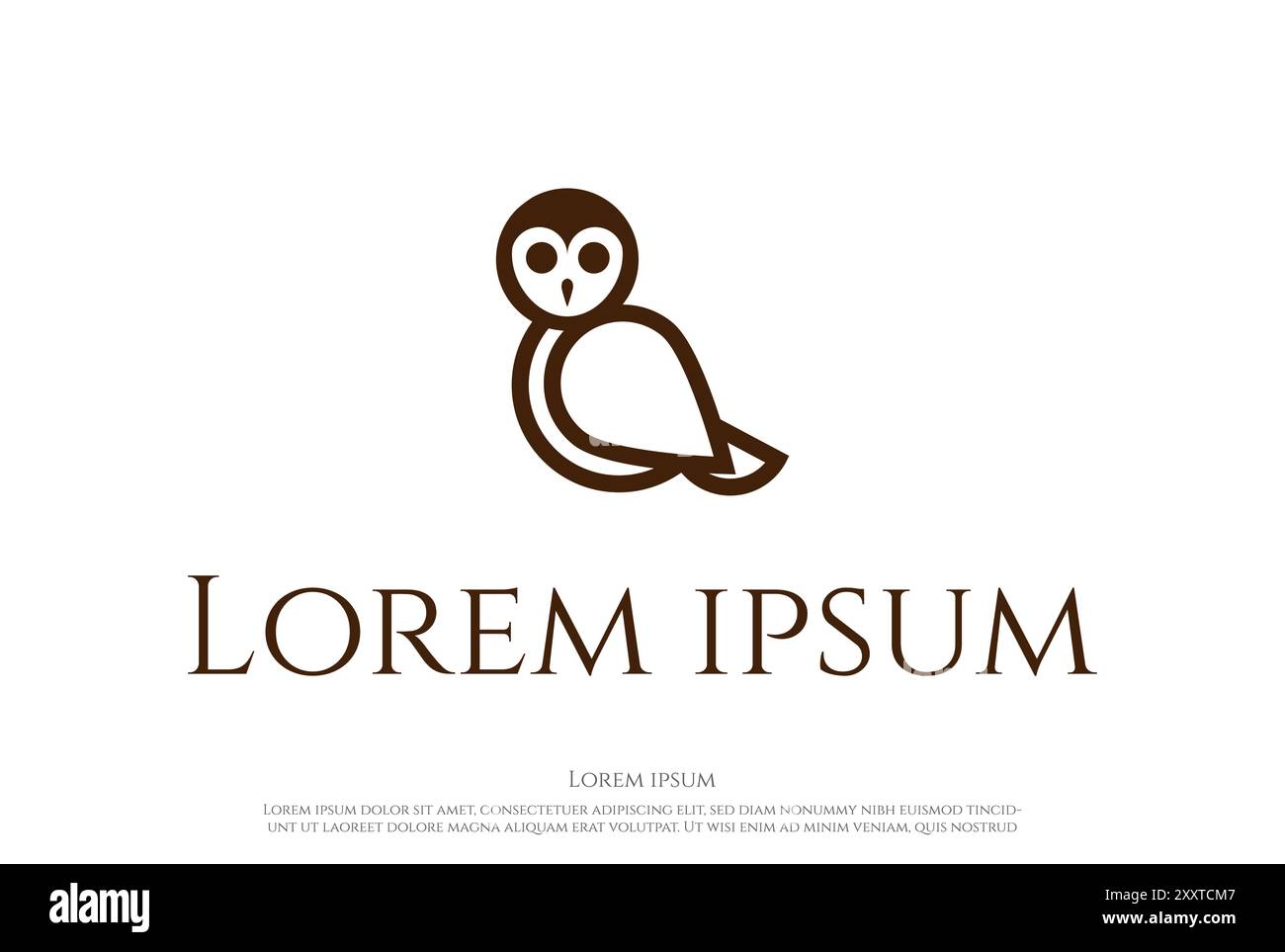 Simple Minimalist Owl Bird Face Line Outline Logo Design Vector Stock ...