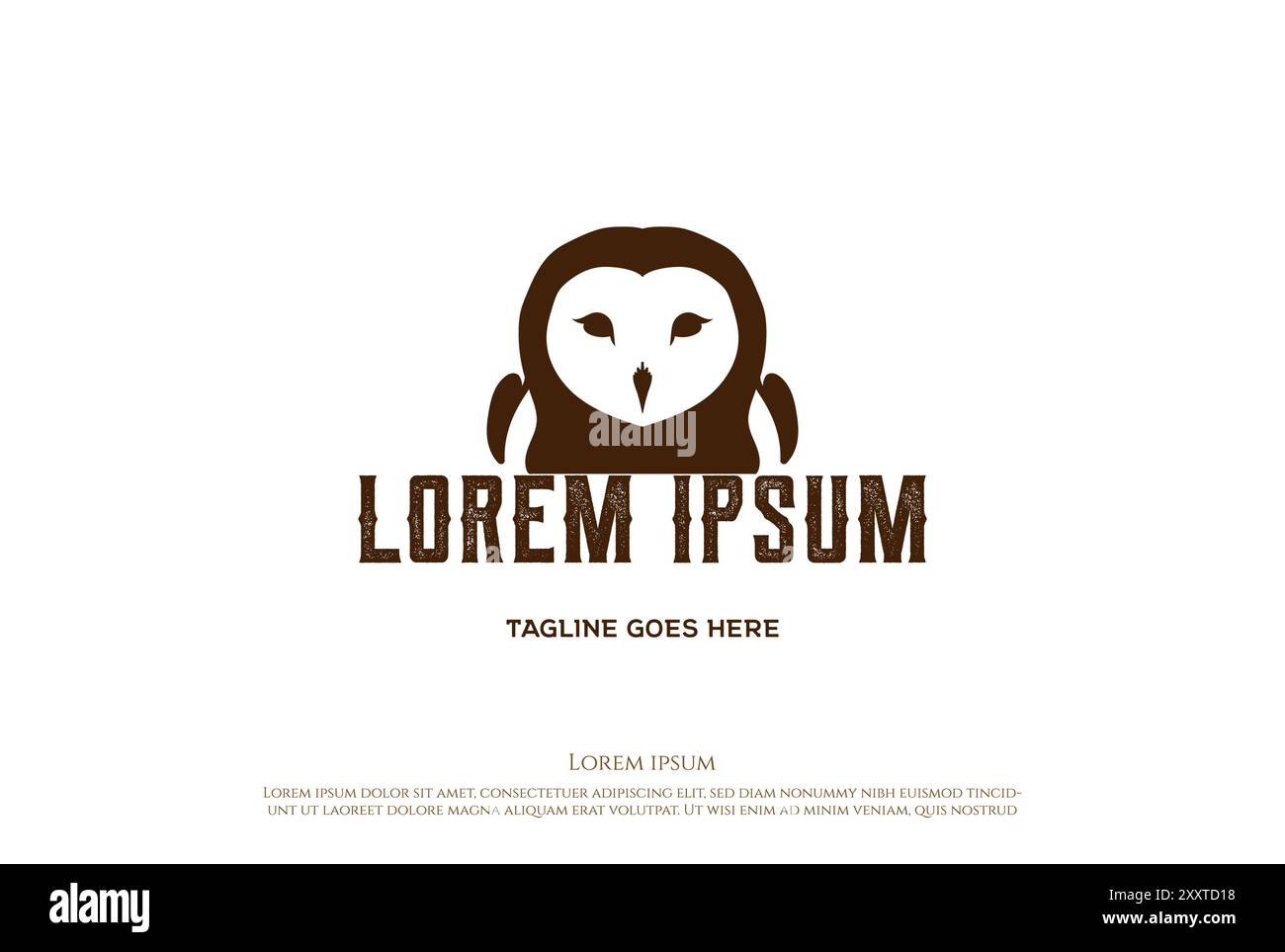 Vintage Retro Flying Owl Bird Face Logo Design Vector Stock Vector