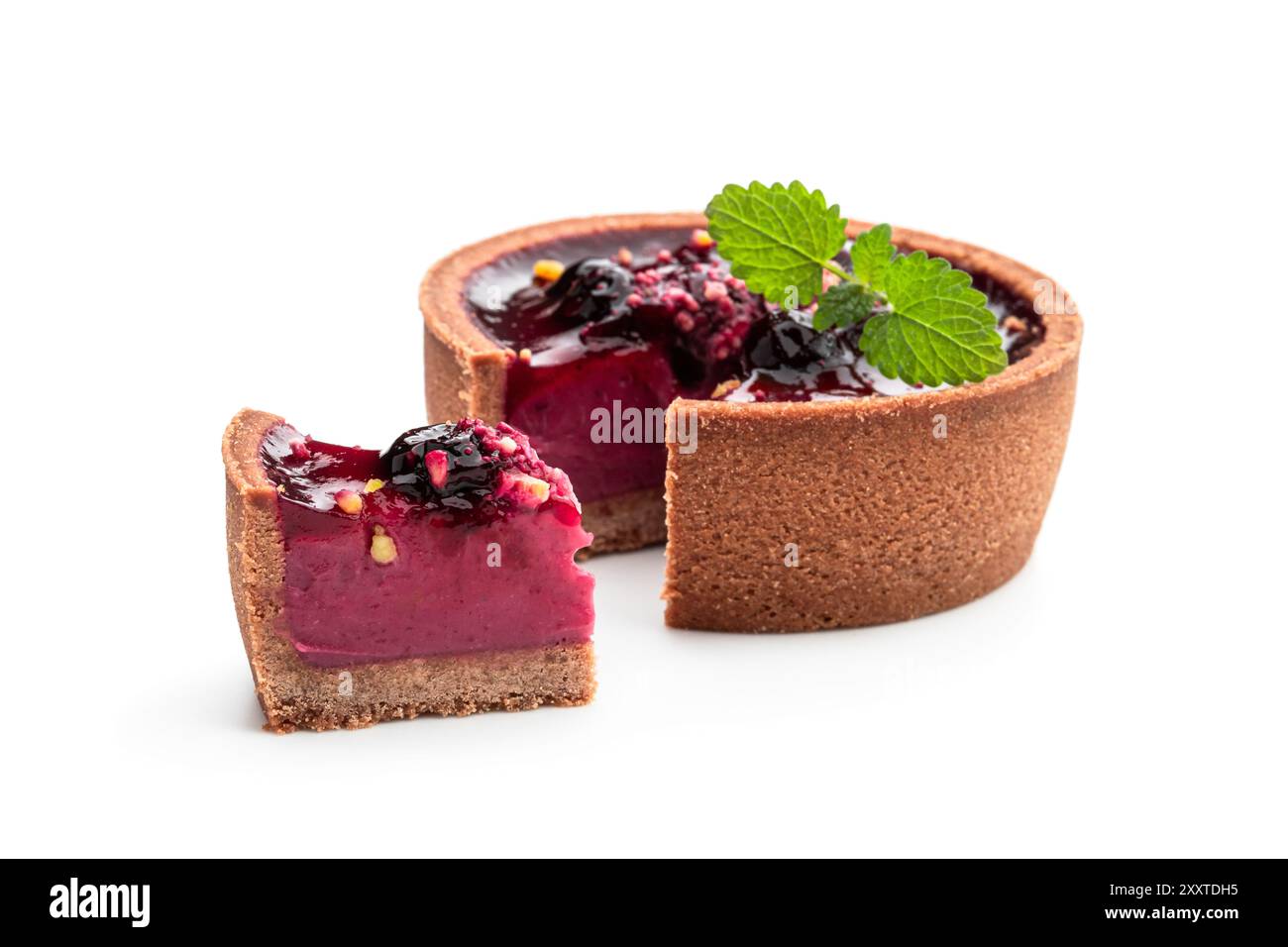 Small  cakes with currant isolated on white Stock Photo