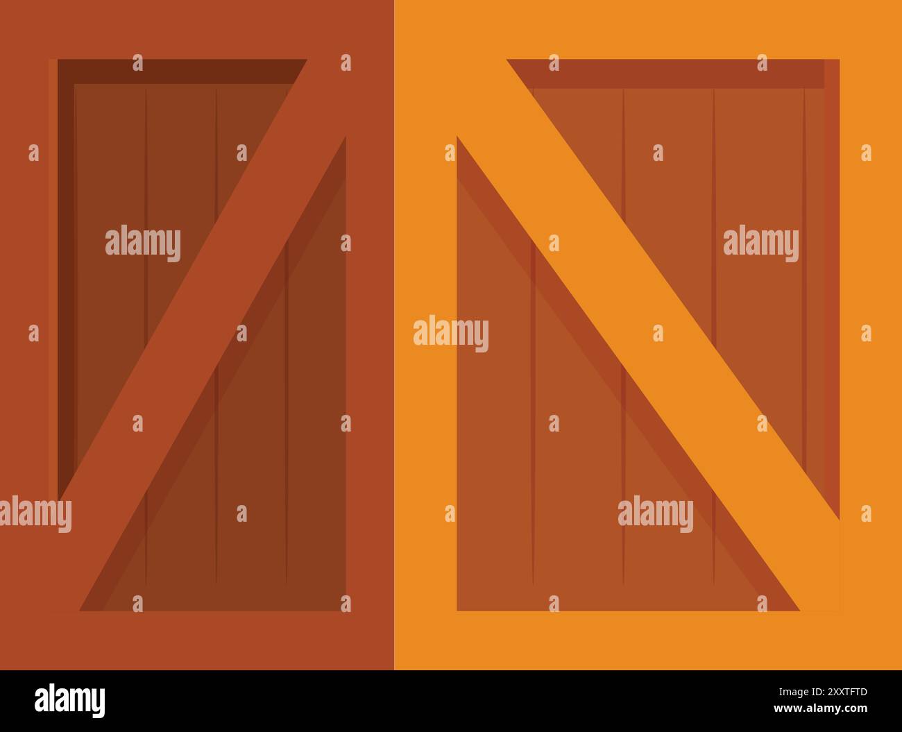 Sturdy wooden box is standing up, ready to be used for storage or shipping Stock Vector