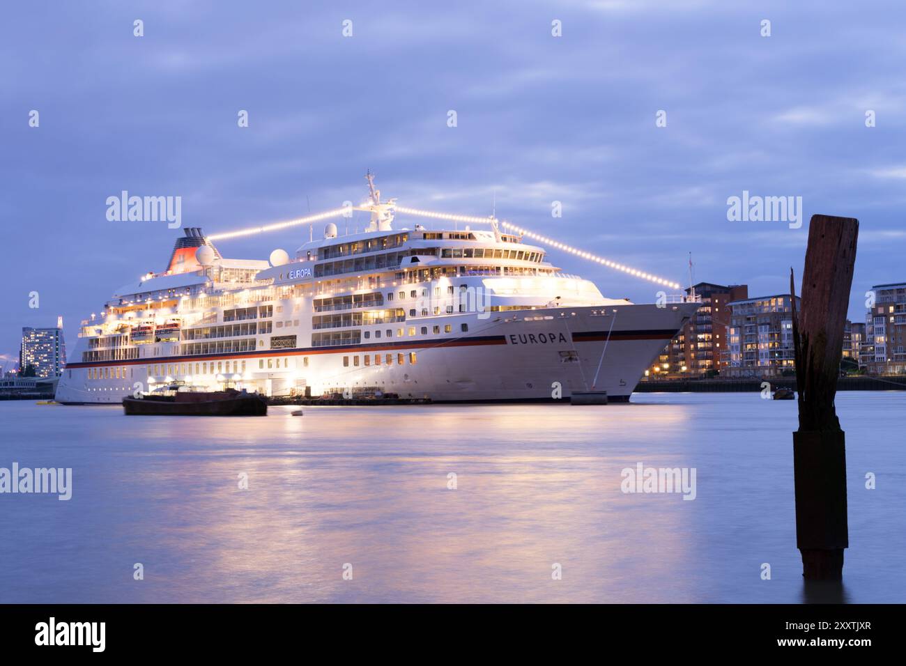 Europa Passenger ship dazzling in River Thames near Greenwich London UK Stock Photo