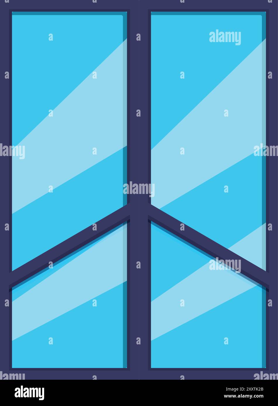 Modern plastic window frame offering view of blue sky Stock Vector