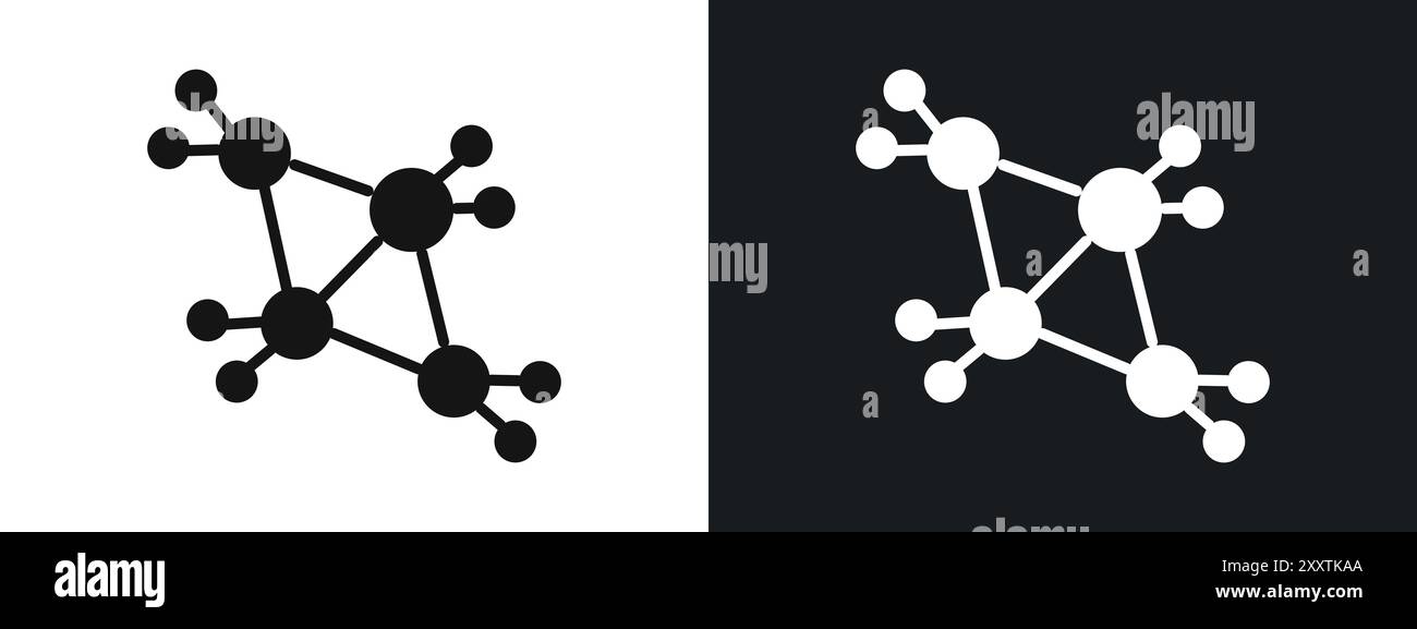 Cyclobutane molecular formula icon linear vector graphics sign or symbol set for web app ui Stock Vector