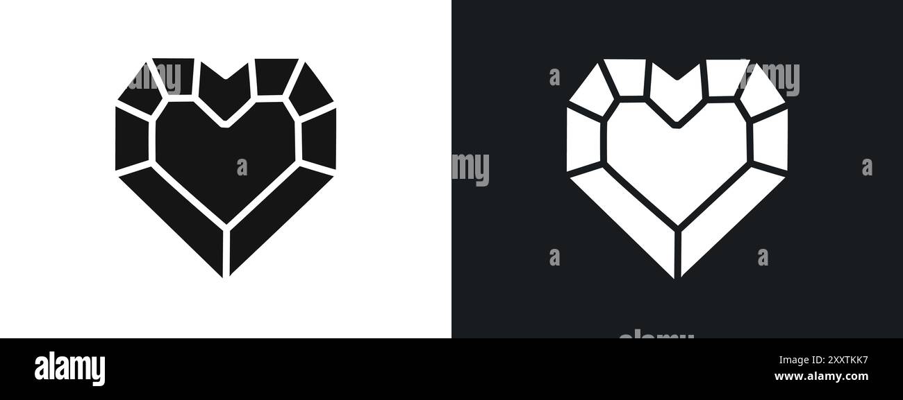 Heart shaped diamond icon linear vector graphics sign or symbol set for ...