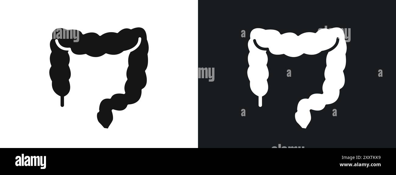 Large intestine icon linear vector graphics sign or symbol set for web ...