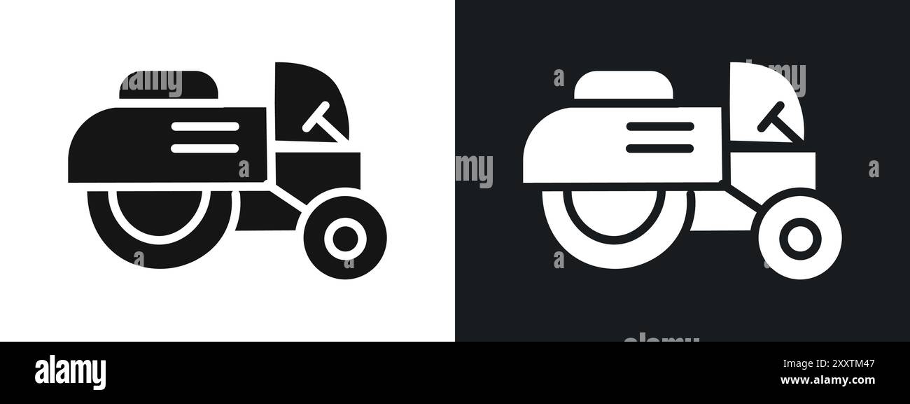 Road roller icon linear vector graphics sign or symbol set for web app ui Stock Vector