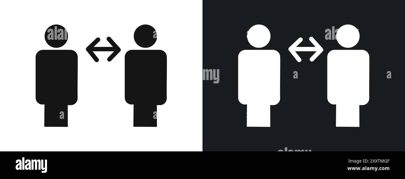 Social distancing icon linear vector graphics sign or symbol set for ...